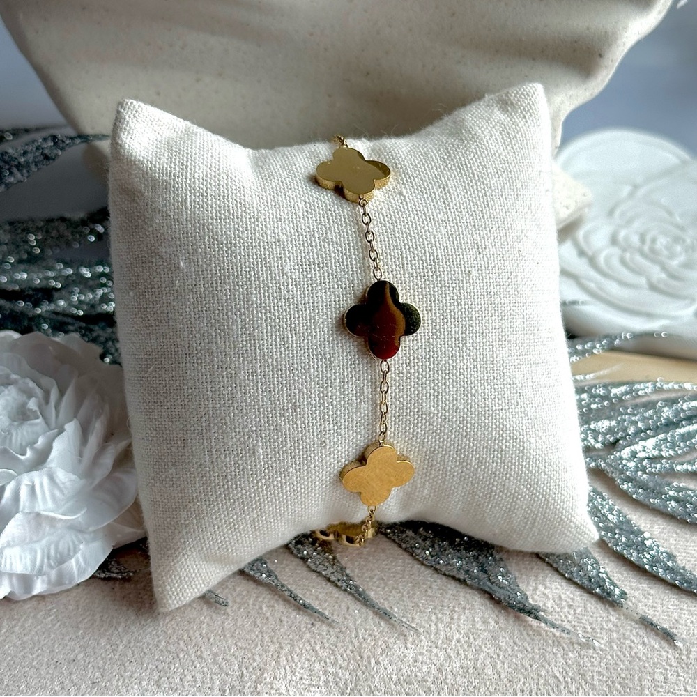 ◾️18K Gold Plated Multi Clover Chain Bracelet